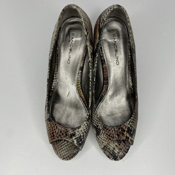 Bandolino Open Toe Pumps Snakeskin Pattern Style BDMYLAH Womens Size 7.5 Heels - Picture 5 of 9
